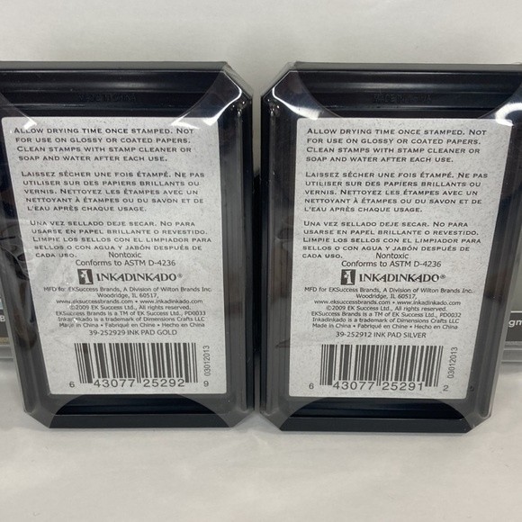 Inkadinkado Pigment Based Ink Stamp Pad Silver Gold 2 Each Crafts - Picture 6 of 13